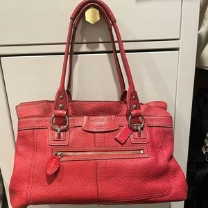 Authentic COACH purse. Coral red color.
